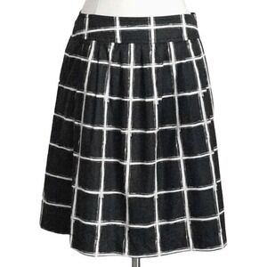 Michael Kors Black White Brushstroke Plaid A-Line‎ Skirt w Pockets- 2 Petite, 2P